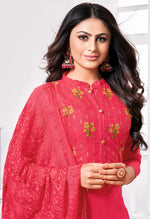Load image into Gallery viewer, Magenta Pure Jam Cotton Embroidered Salwar Suit Material