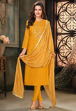 Mustard Modal Silk Embroidered Salwar Suit Material