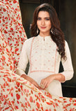 White Modal Silk Embroidered Salwar Suit Material