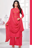 Magenta Pure Jam Cotton Embroidered Salwar Suit Material