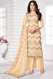 Beige Pure Jam Cotton Embroidered Salwar Suit Material