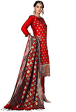 Red Heavy Silk Banarasi Weaving Work Unstitched Salwar Suit Material