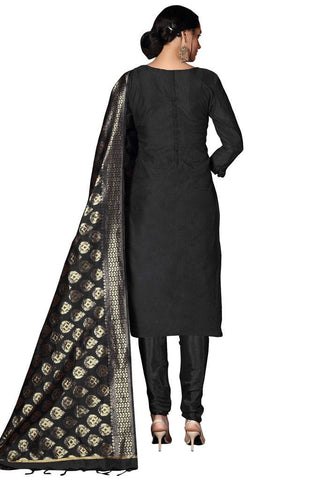 Black Heavy Silk Banarasi Weaving Work Unstitched Salwar Suit Material