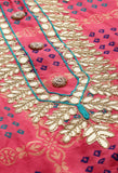 Pink Banarasi silk Printed Unstitched Salwar Suit Material