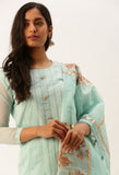 Sky Blue Chanderi embellished Unstitched Salwar Suit Material