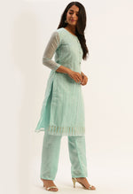 Load image into Gallery viewer, Sky Blue Chanderi embellished Unstitched Salwar Suit Material
