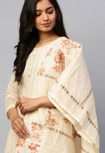 Load image into Gallery viewer, Off-White Chanderi embellished Unstitched Salwar Suit Material