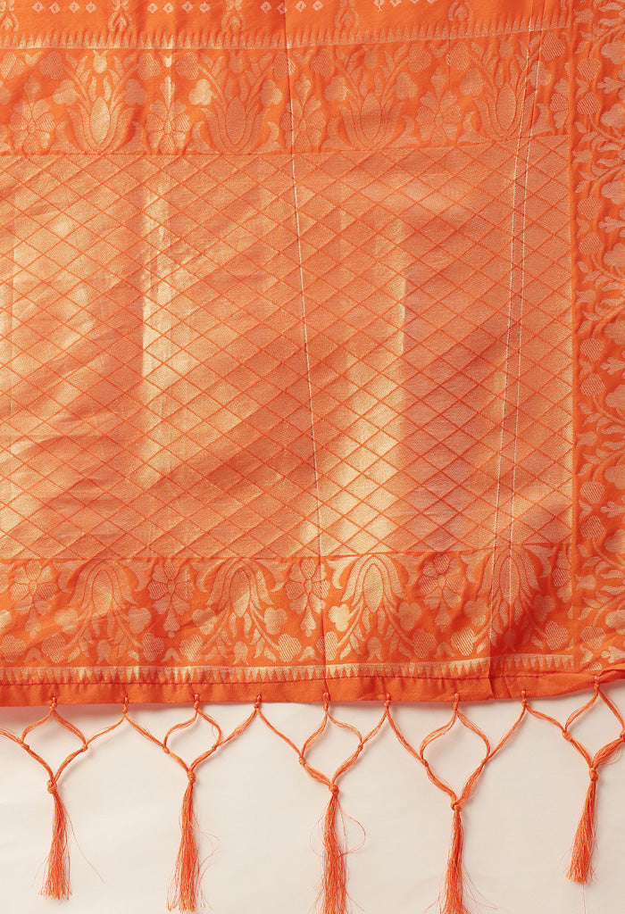 Peach Heavy Silk Banarasi Weaving Work Unstitched Salwar Suit Material