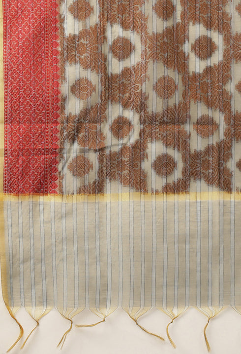 Grey Heavy Silk Banarasi Weaving Work Unstitched Salwar Suit Material