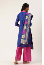 Load image into Gallery viewer, Royal Blue Heavy Silk Banarasi Weaving Work Unstitched Salwar Suit Material