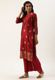 Maroon Heavy Silk Banarasi Embellished Unstitched Salwar Suit Material
