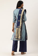 Load image into Gallery viewer, Blue Heavy Silk Banarasi Weaving Work Unstitched Salwar Suit Material