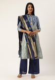 Blue Heavy Silk Banarasi Weaving Work Unstitched Salwar Suit Material