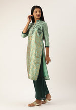 Load image into Gallery viewer, Green Heavy Silk Banarasi Weaving Work Unstitched Salwar Suit Material
