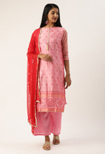 Load image into Gallery viewer, Baby Pink Heavy Silk Banarasi Weaving Work Unstitched Salwar Suit Material - Rajnandini