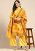 Yellow Chanderi Silk Woven Semi-Stitched Salwar Suit Material