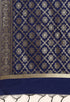 Navy Blue Heavy Silk Banarasi Woven Semi-Stitched Salwar Suit Material