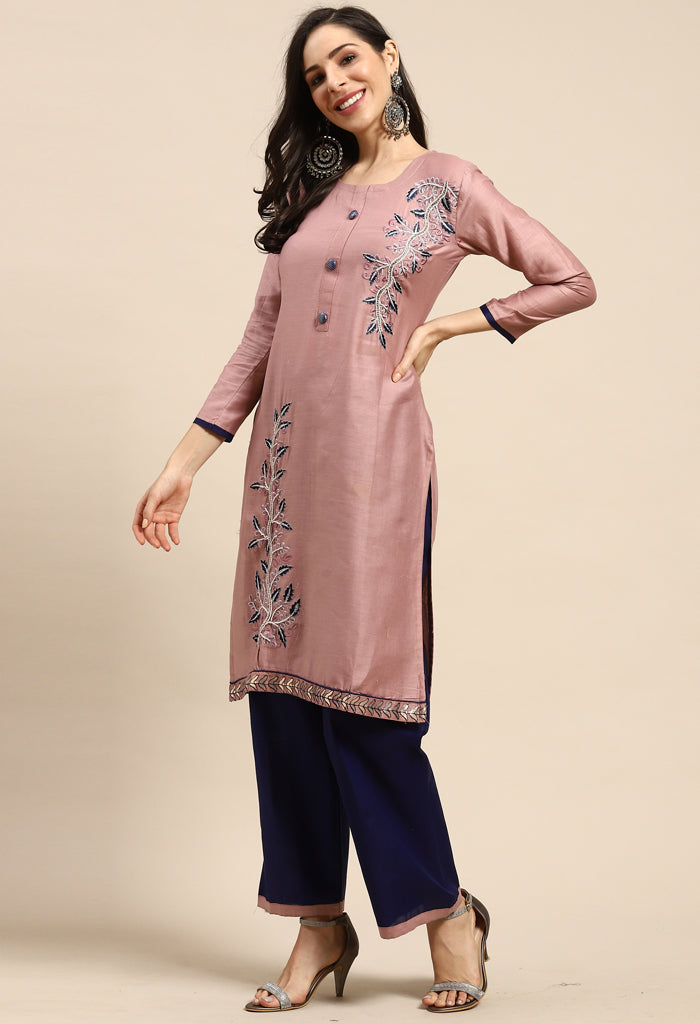 Pink Pure Cotton Embroidered Semi-Stitched Salwar Suit Material