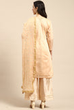 Peach Chanderi Silk Embroidered Semi-Stitched Salwar Suit Material
