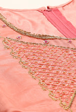 Load image into Gallery viewer, Pink Chanderi Silk Embroidered Semi-Stitched Salwar Suit Material