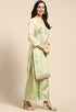 Pista Green Chanderi Silk Embroidered Unstitched Salwar Suit Material