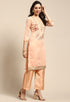 Peach Chanderi Silk Embroidered Unstitched Salwar Suit Material