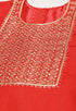 Red Chanderi Silk Embroidered Unstitched Salwar Suit Material