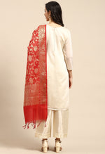 Load image into Gallery viewer, White Chanderi Silk Embellished Unstitched Salwar Suit Material
