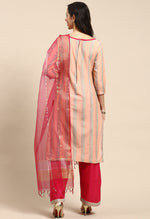 Load image into Gallery viewer, Peach Cotton Embroidered Unstitched Salwar Suit Material