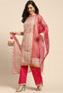 Peach Cotton Embroidered Unstitched Salwar Suit Material