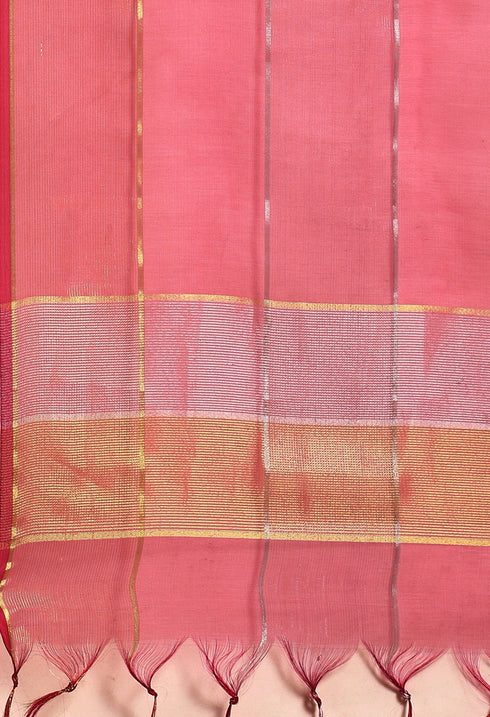 Peach Cotton Embroidered Unstitched Salwar Suit Material