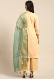Orange Chanderi Silk Embellished Unstitched Salwar Suit Material