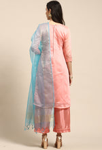 Load image into Gallery viewer, Pink Chanderi Silk Embellished Unstitched Salwar Suit Material