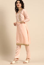 Load image into Gallery viewer, Light Pink chanderi silk Embroidered Unstitched Salwar Suit Material