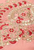 Peach Glass Cotton Embroidered Unstitched Salwar Suit Material