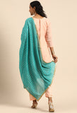 Peach chanderi silk Embroidered Unstitched Salwar Suit Material
