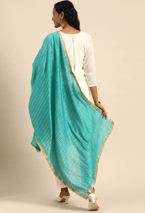 White chanderi silk Embroidered Unstitched Salwar Suit Material