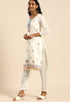 White chanderi silk Embroidered Unstitched Salwar Suit Material