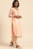 Baby Pink chanderi silk Embroidered Unstitched Salwar Suit Material