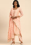 Baby Pink chanderi silk Embroidered Unstitched Salwar Suit Material