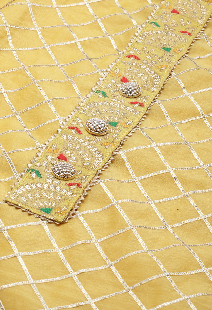 Yellow chanderi silk Embroidered Unstitched Salwar Suit Material