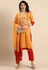 Orange Glass Cotton Embroidered Unstitched Salwar Suit Material