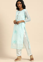 Load image into Gallery viewer, Sky Blue chanderi silk Embroidered Unstitched Salwar Suit Material