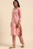 Mauve Pink Glass Cotton Embroidered Unstitched Salwar Suit Material