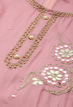 Load image into Gallery viewer, Mauve Pink Glass Cotton Embroidered Unstitched Salwar Suit Material