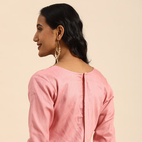 Mauve Pink Glass Cotton Embroidered Salwar Suit Material