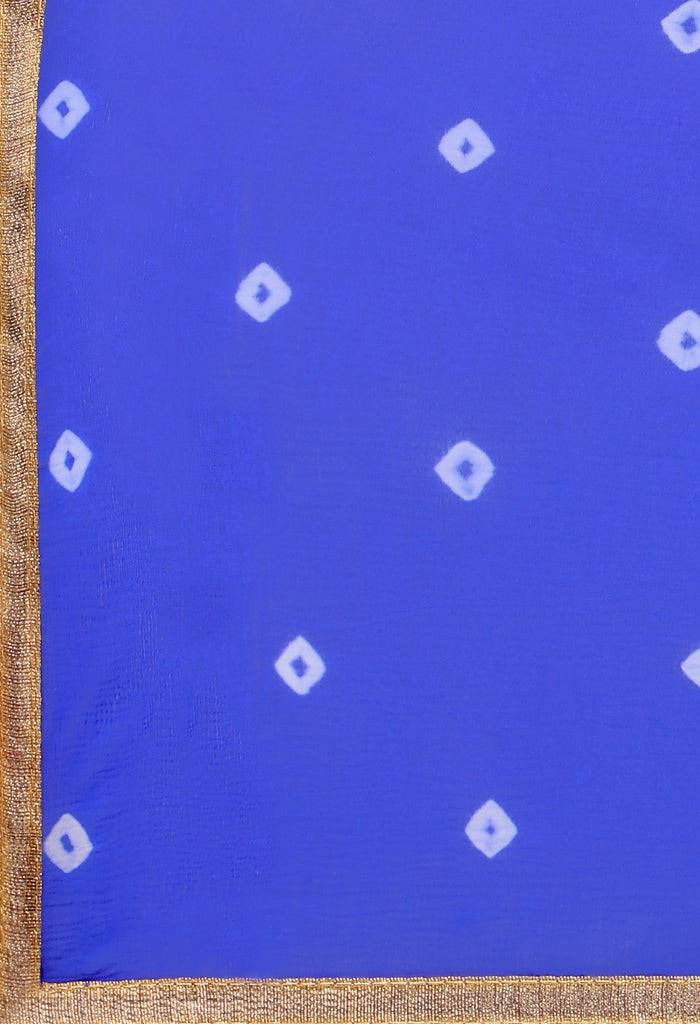 Blue Silk Kota Cotton Hand Work Unstitched Salwar Suit Material