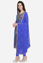 Load image into Gallery viewer, Blue Silk Kota Cotton Hand Work Unstitched Salwar Suit Material