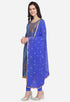 Blue Silk Kota Cotton Hand Work Unstitched Salwar Suit Material