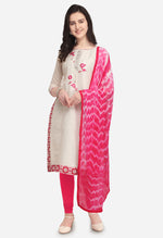 Load image into Gallery viewer, Cream Pure Semi Modal Embroidered Unstitched Salwar Suit Material